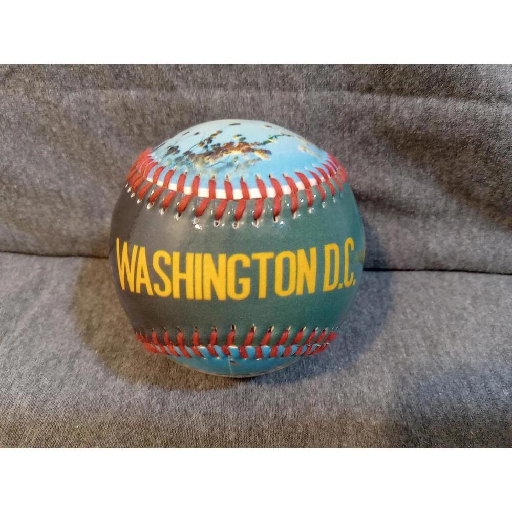 Washington DC Baseball Ball Souvenir Gloss Blue Panel Stitches Collectible